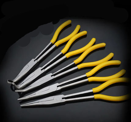 11 ইঞ্চি বাঁকানো নাকের প্লায়ার্স লম্বা কোণযুক্ত নিডেল নোজ প্লায়ার 20 ডিগ্রি ক্লিপ কার্ভ