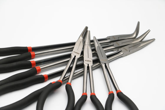 16&quot; 90 ডিগ্রি বাঁকানো সুই নাকের প্লায়ার্স লম্বা নাকের কোণযুক্ত ক্লিপ বক্ররেখা