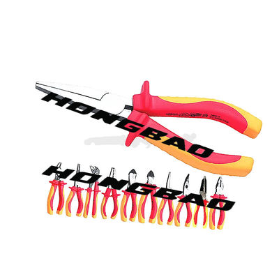 6&quot; 1000V উত্তাপযুক্ত লম্বা নাকের প্লাইয়ার 150mm CRV AC বৈদ্যুতিক হোল্ডিং ফ্ল্যাট নাকের মসৃণ প্রান্ত